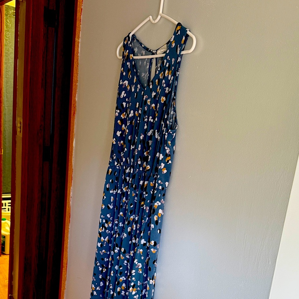 Blue Floral Sleeveless Dress